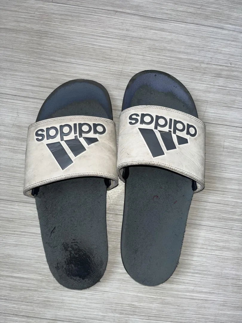 These sandals have literally been through hell and back but they’re still holding strong :) bf’s slides posted by sadgrlshit