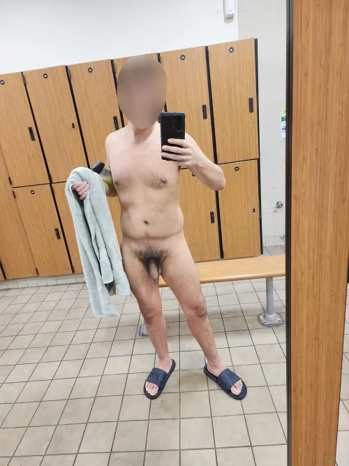 This is how you should walk to the showers  by First-Button-3708