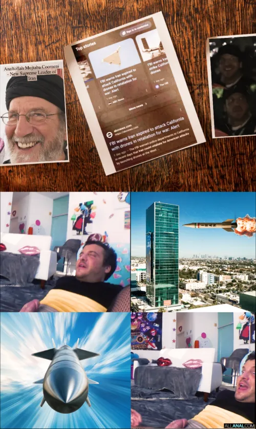 This is it, da moment we have bin waiting for!!! Iran plans to attack sodomy on PervCity by dropping two drops of bombs in California!!!! by drinkpea_