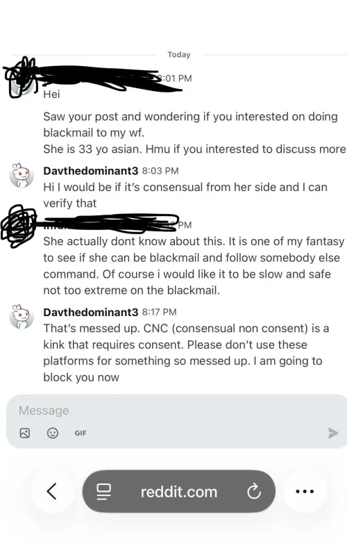 This is not okay. Any man that does not understand Consent part of play please don’t engage on subReddits like these by Davthedominant3