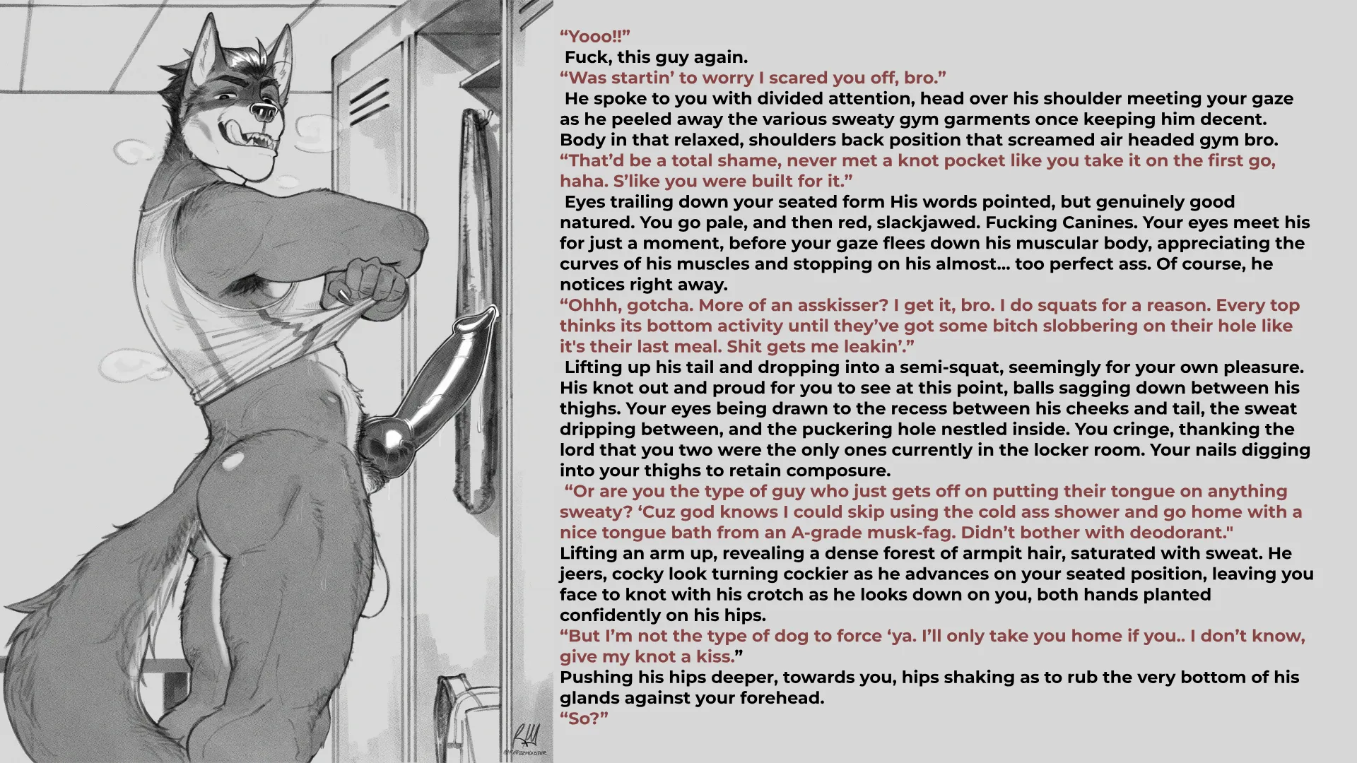 This is the last time you bring home a himbo from the gym. You swear. [Artist: Repzzmonster [M/A][Himbo Canine][Sweat] posted by Due-Size2697