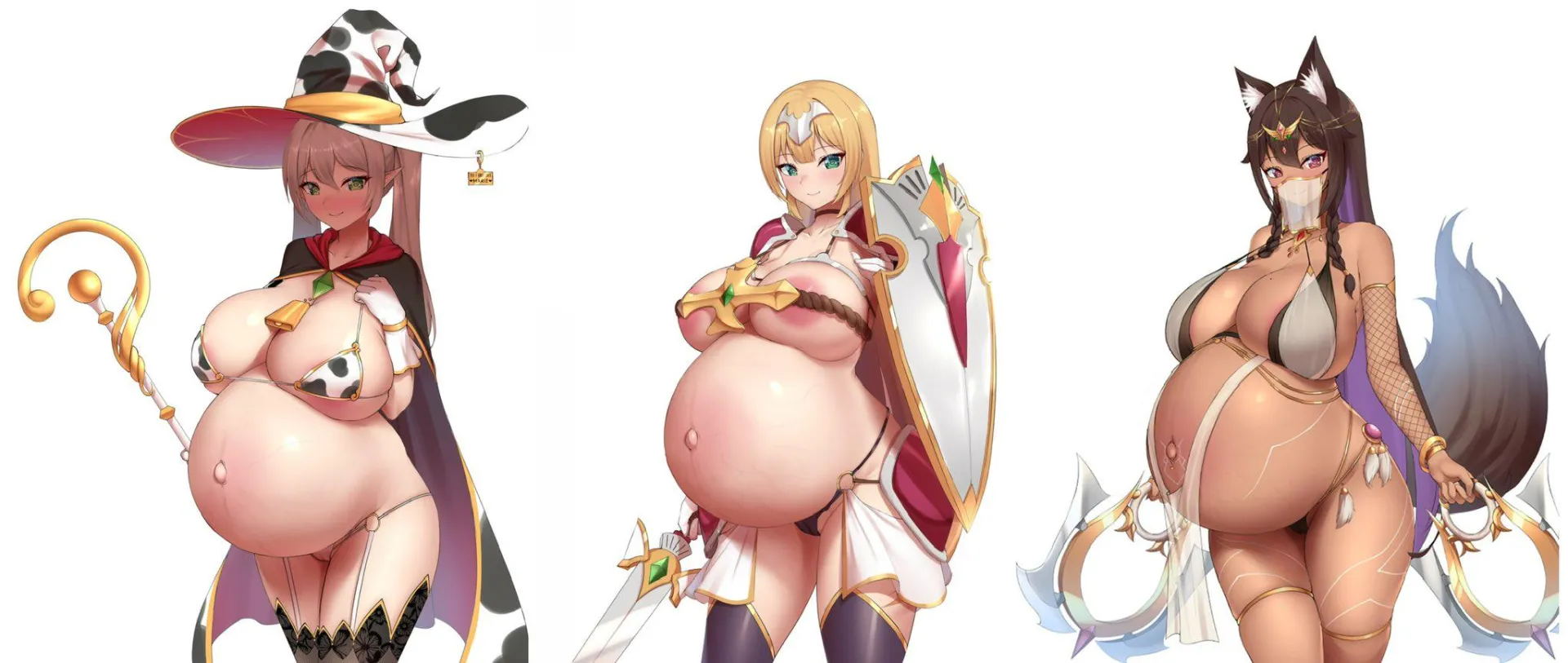 Three preggo fantasy beauties posted by MushroomKitten67