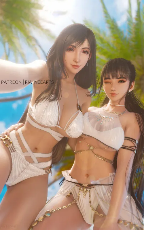 Tifa and Eve bikini swap. (Ria_neearts) by Short-Ad224