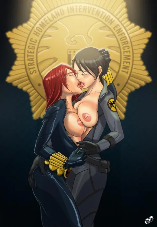 (Tinkerbomb) black widow and maria hill making out by zechariah_506