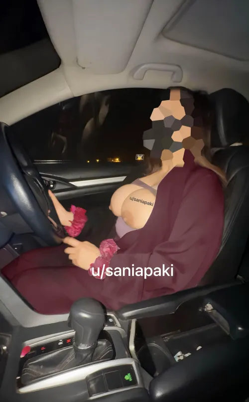 Tits out while driving in abaya in  by saniapaki