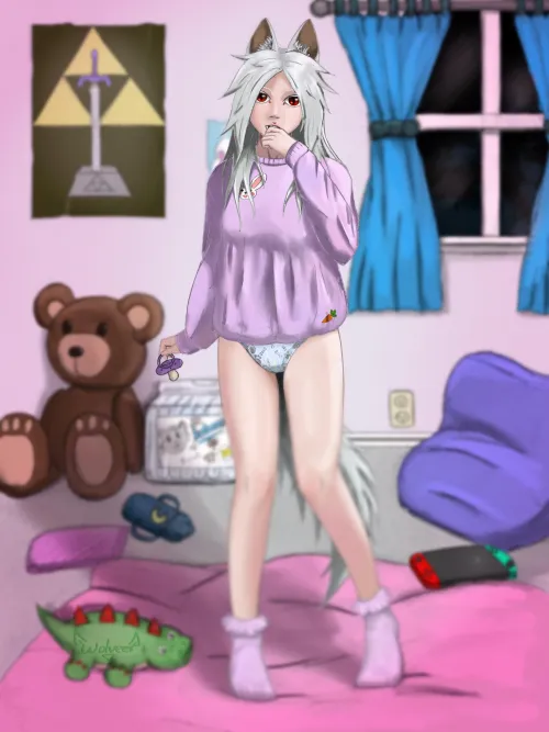 Tsuki the wolf girl (art by me) by wolveex