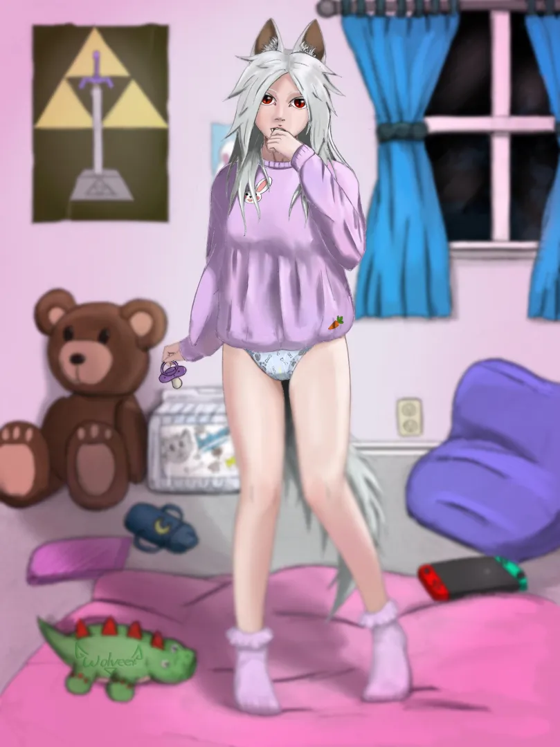 Tsuki the wolf girl (art by me) posted by wolveex