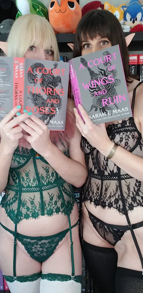 Two Nerdy Girls Peaking Over Their Nerdy Books at You [F] by SunnyBunnyMina