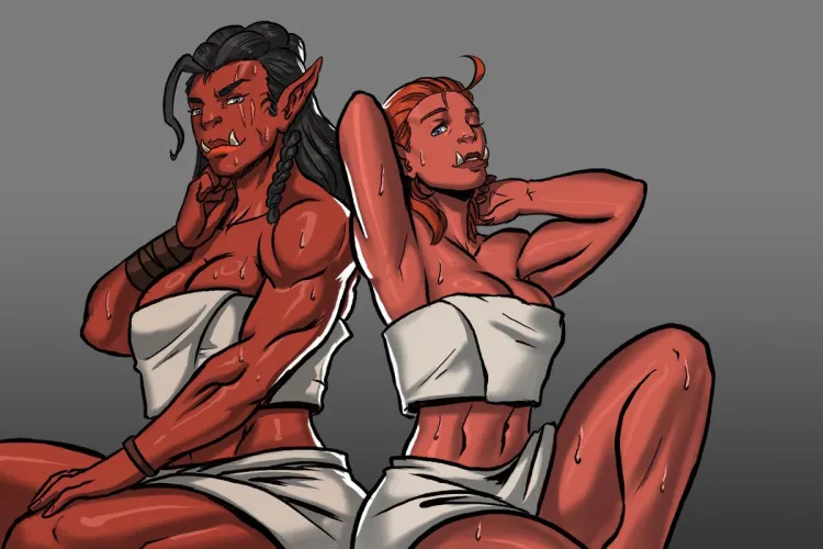 Two Orc girlfriends enjoying sauna by Eme_Pi_Lekte_Ri