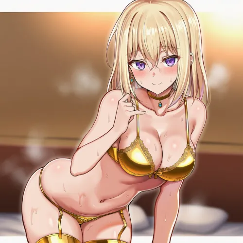 Uika in a gold bikini [BanG Dream!] (陸佐re大尉) by MartyrOfDespair
