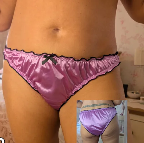 (uk) nice satin panties worn by and 52y mom lots of extras DM by ChloeDevon_uk