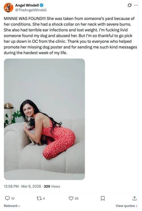 Update: Angel Windell's Lost Dog Has Been Found by porntmz