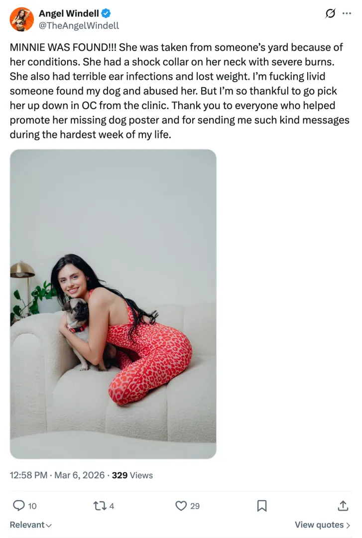 Update: Angel Windell's Lost Dog Has Been Found posted by porntmz