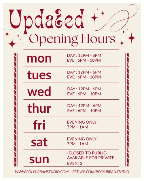 ‼️UPDATED HOURS - PLEASE READ‼️ by polyurbanstudios