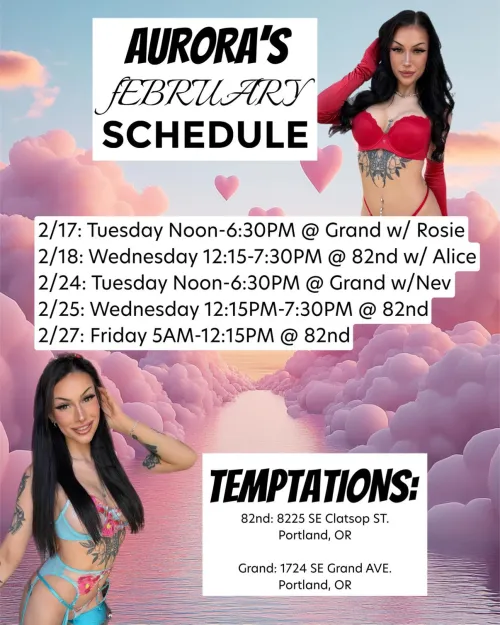 Updated schedule for the rest of February  by baristaaurora