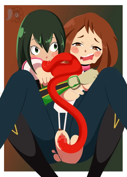 Uraraka and tsuyu (Art by me) by Scyn_Art