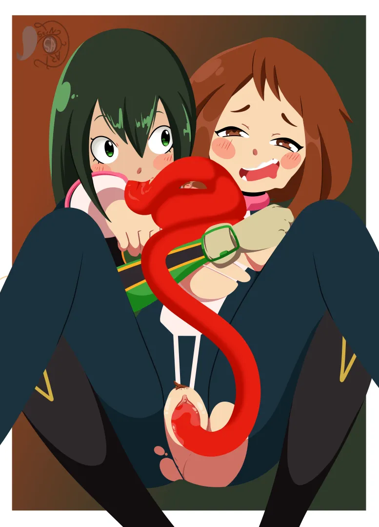 Uraraka and tsuyu (Art by me) posted by Scyn_Art