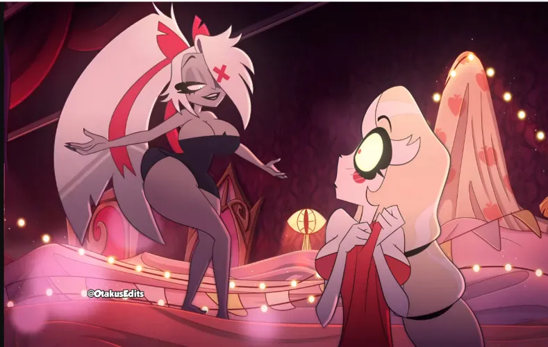 Vaggie with Charlie in the intimacy scene between the two in season 2 finds the differences with the original scene (otakusedits) by Fair_Championship471