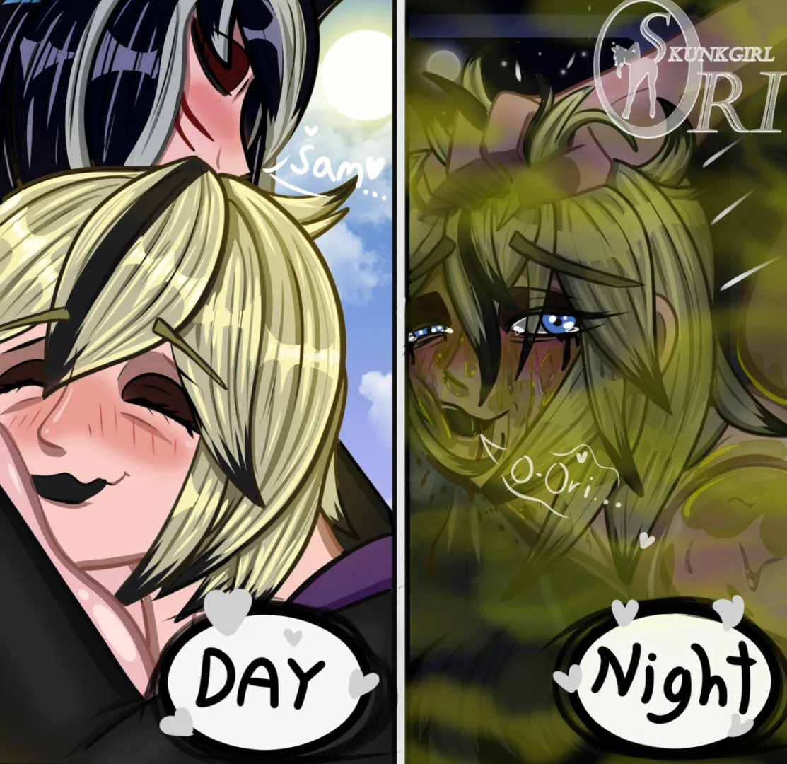 valentine day vs night [Fart] [skunk spray] [yuri] posted by Academic_Dog8852