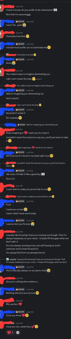 Very new to femdom... Am I doing it right (I'm the red/dom in the screenshot)? It intrigues me so much, but I've never experienced this dynamic before. I kinda love it.  posted by numbzilla