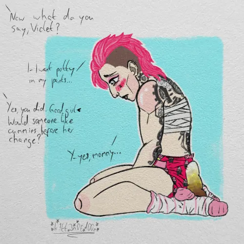 Vi being a good girl (art by me) by k1tt3nd00m