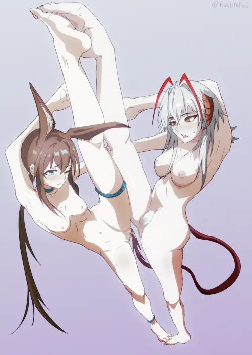 W and Amiya locking toes (??) [OC] by Evalith