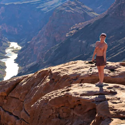 We had the whole overlook to ourselves yesterday at the Grand Canyon and of course we got as naked as we dared. Unfortunately the Ranger was hiking around so getting completely naked made us a little too nervous. by G_A81