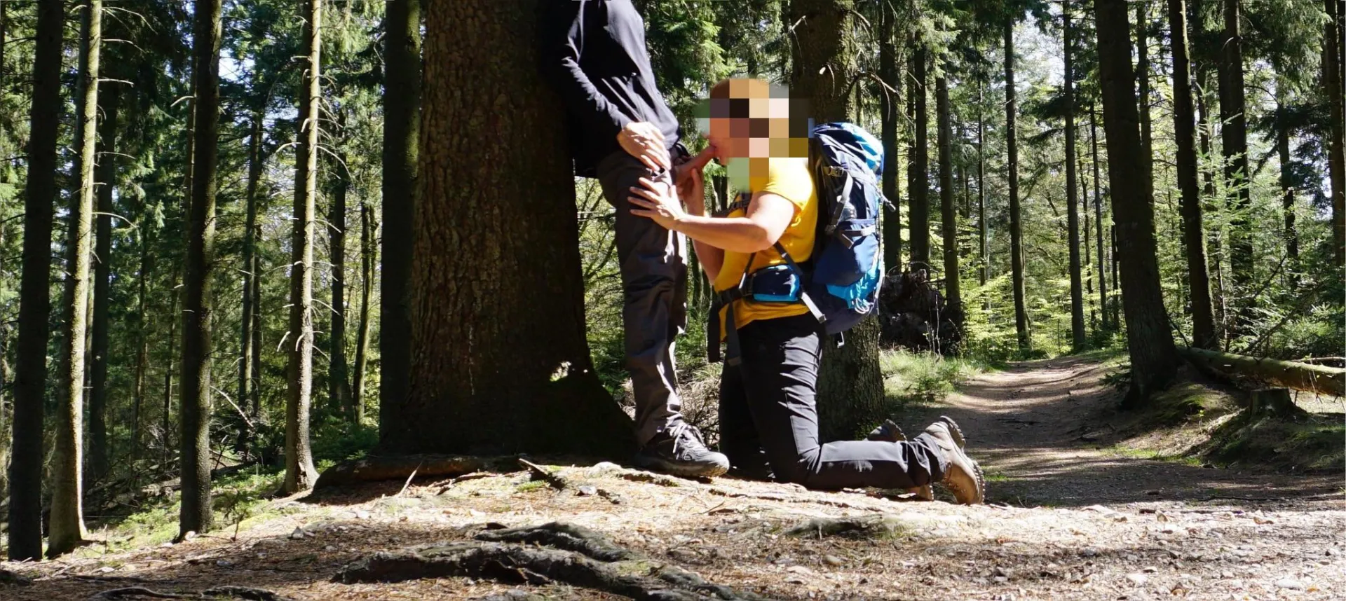 We meet a young man on a hiking trip. She went down on him and took his big cock and cum. I was told to sit and watch her enjoy a real cock. My cage was almost bursting posted by I-cant-come