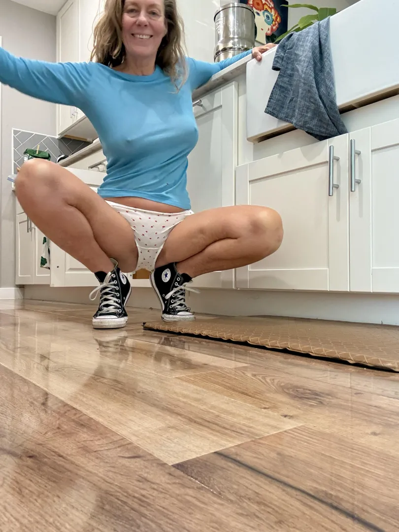 Wearing chucks around the house...because they're the best.  59yo. posted by Mrseviemae