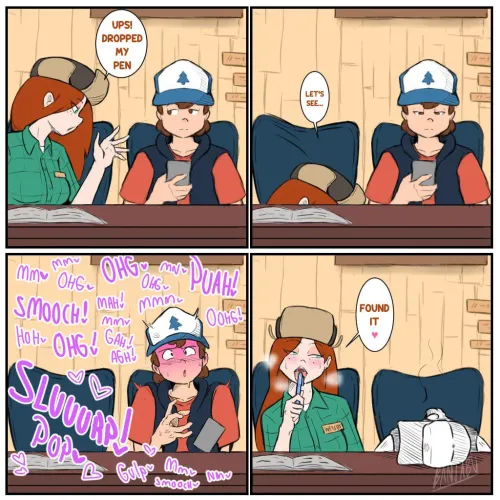 Wendy drops her pen (Banjabu) [Gravity Falls] by satinlushh