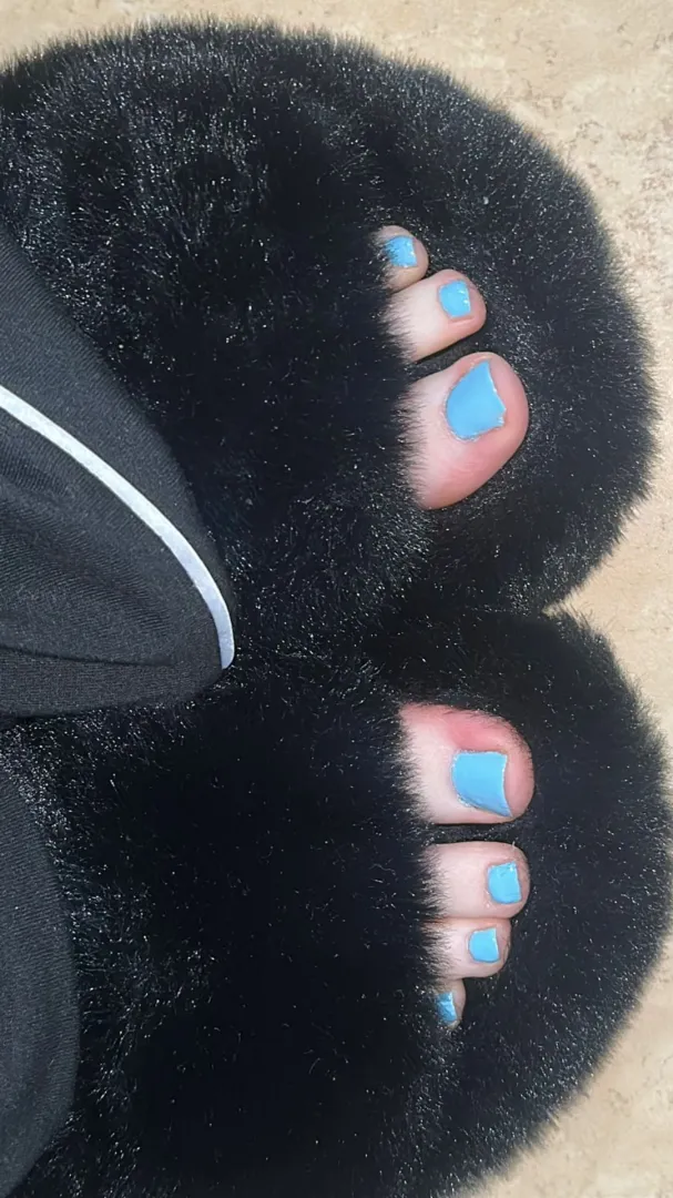 What do you think of my blue toes in my slippers posted by phoenixpheet