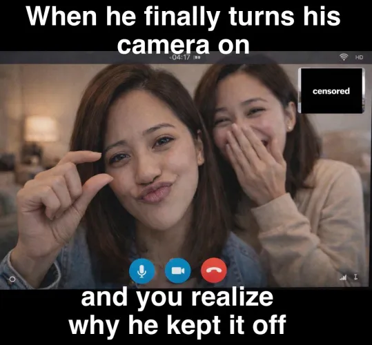 When a guy finally turns his camera on and suddenly everything makes sense be honest… do you stay polite or start laughing? by jdawson1988