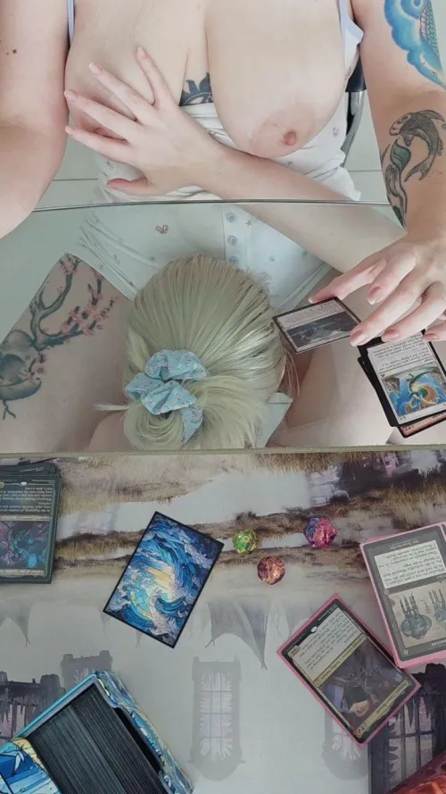 While she slides cards from the pack, I slide the panties to the side ♥️ by LittleAmity