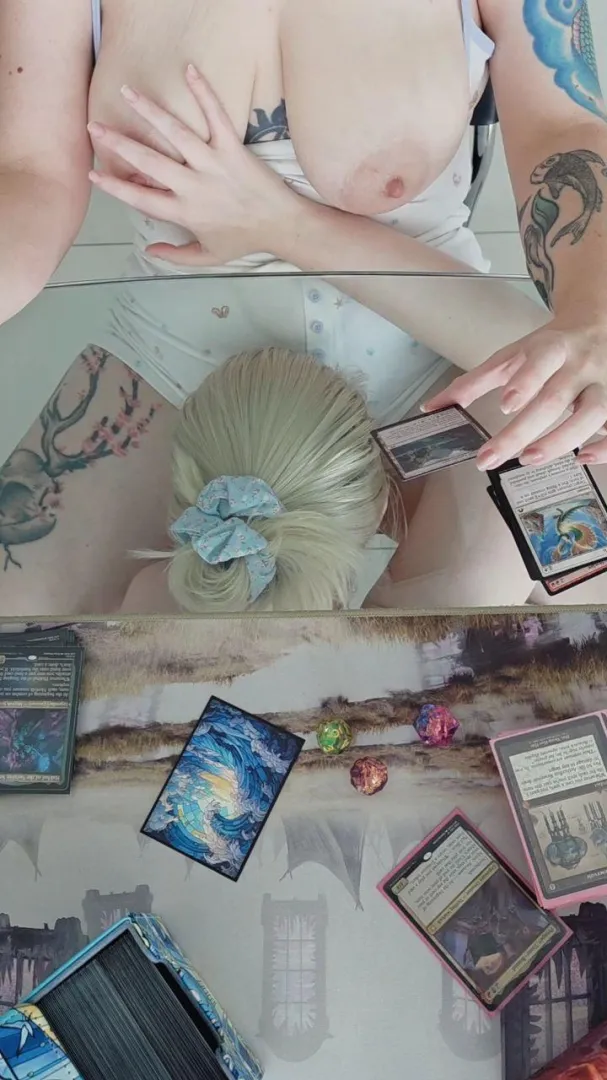 While she slides cards from the pack, I slide the panties to the side ♥️ posted by LittleAmity