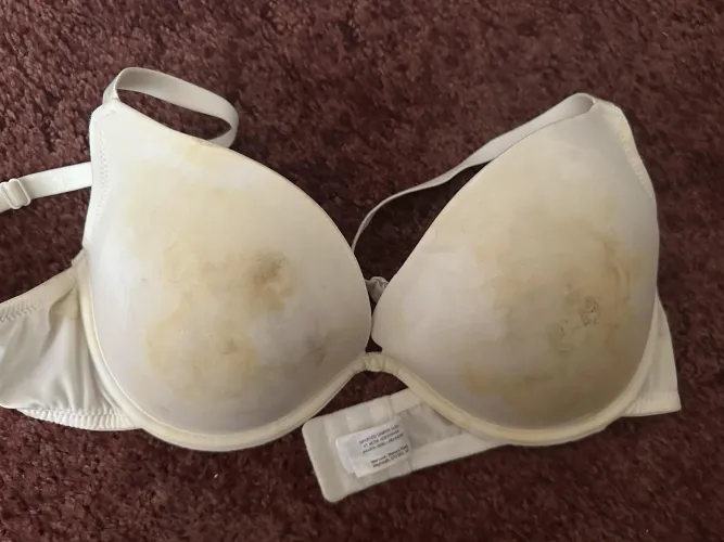 white bra ruined with cum stains by Old-Cranberry-5759