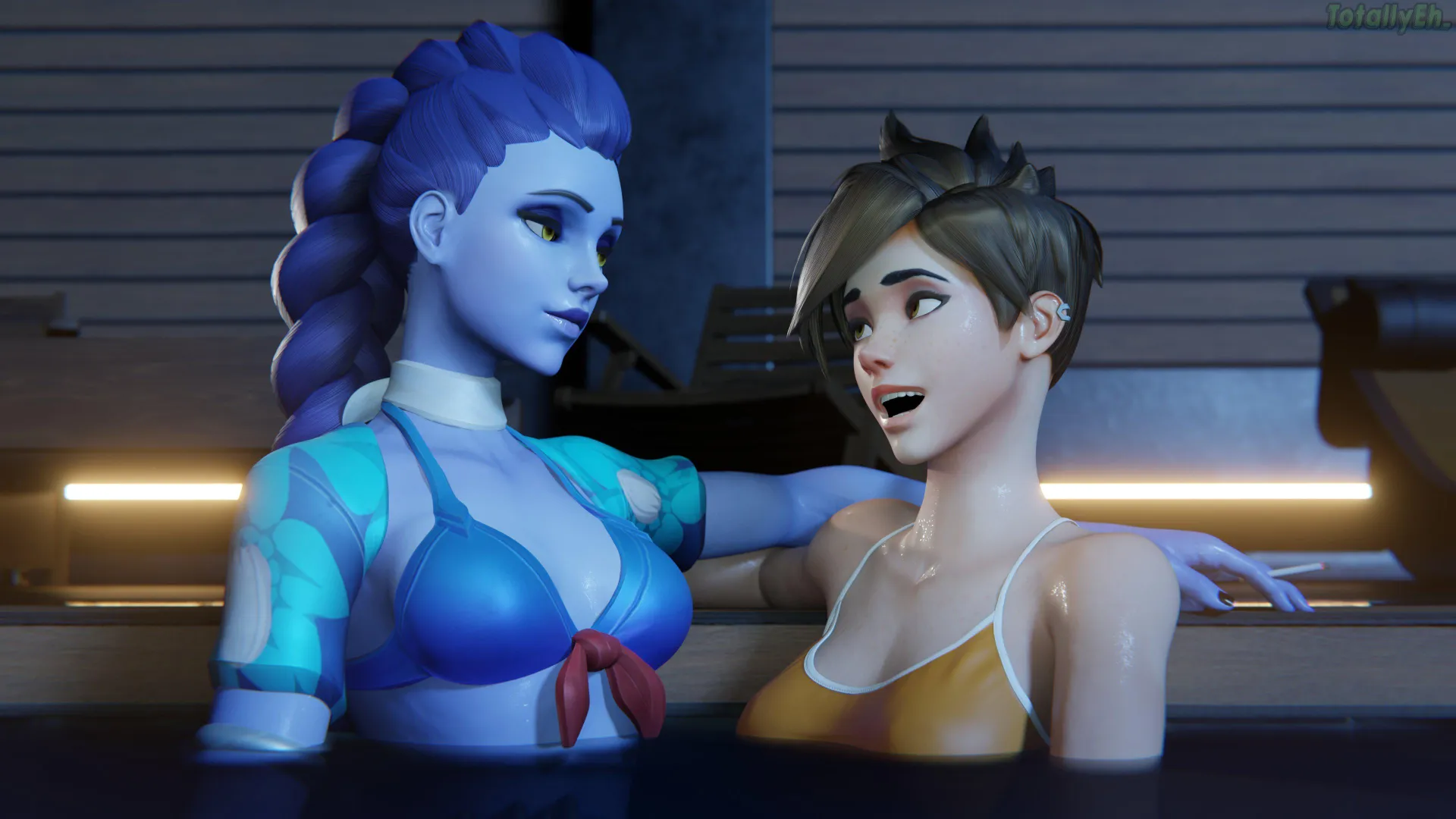 Widowmaker & Tracer in the Pool (Eh art thingies) posted by __X69X__