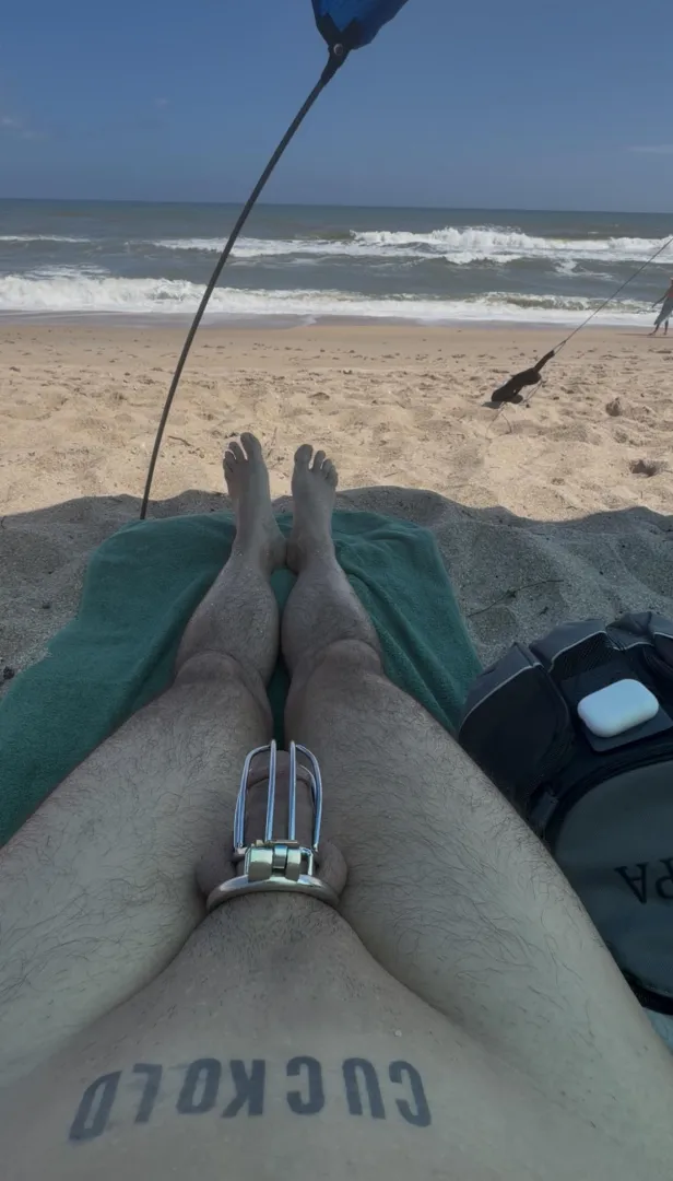Wife forced me to wear my cage while she branded me and made me walk up and down the beach. Several people asked about it and I had to tell them I enjoy watching a bull fuck her and I lick her clean afterwards. posted by Excellent-Ad7637