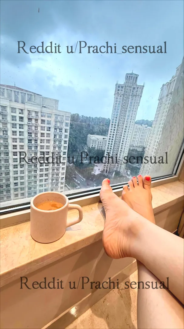 Window view, warm tea… and a little something extra for the ones who look down first ☕ posted by prachi_sensual