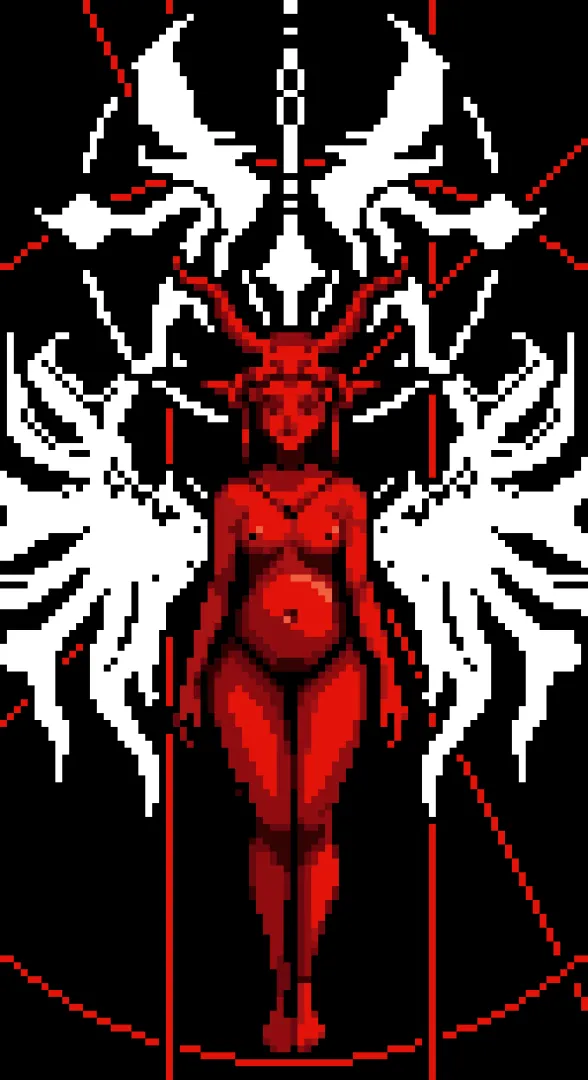 WIP of my pixel art challenge of the day (villian)... the mother of the Antichrist maybe posted by Yetiani