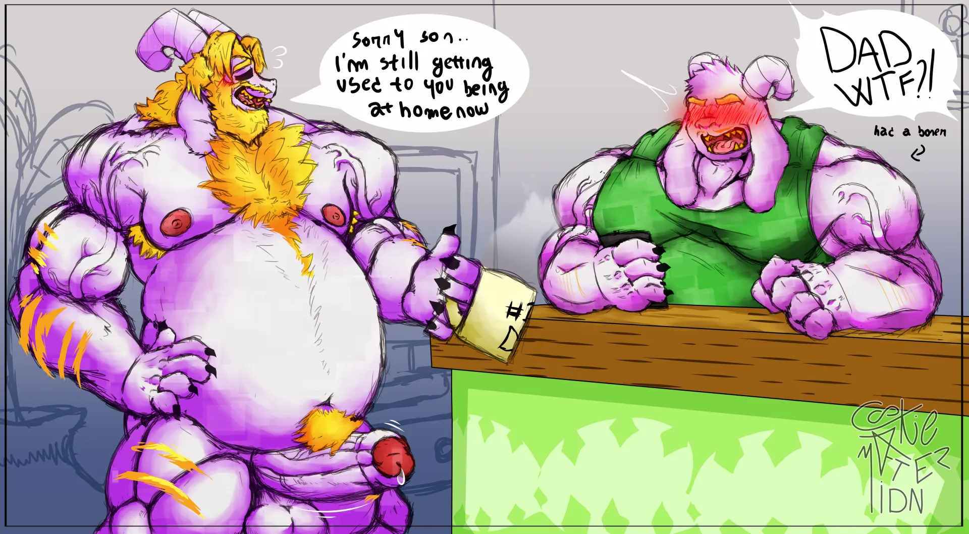 With Asriel now back in, his old Asgore is having a hard time to readapt! ~w~ (cookieaftermidn) posted by akiranomoto