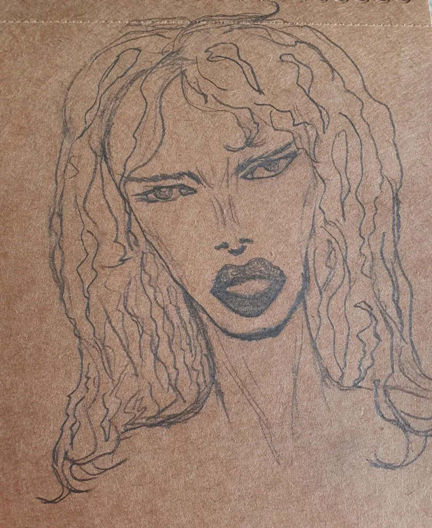 Woman of Manara. At least a try with my skill level. From memory. Sketch by me. posted by Strange-Round-2367