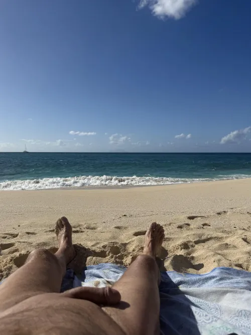 Would you care to share a blanket on the beach with this grandpa? [65] by Nude_in_NE