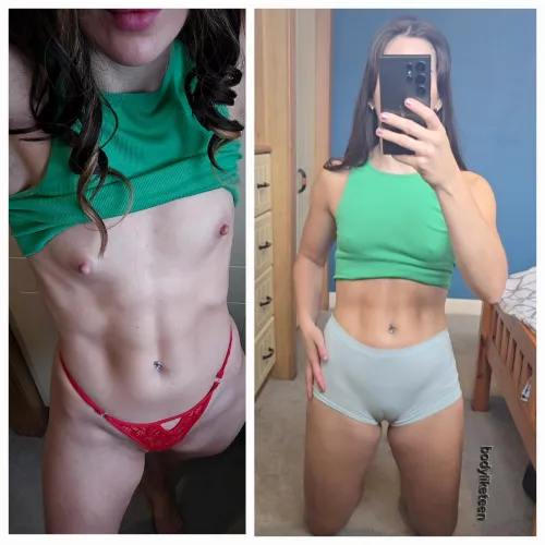 Would you ever jerk off to woman with visible muscles but totally flat? Honestly by bodyliketeen