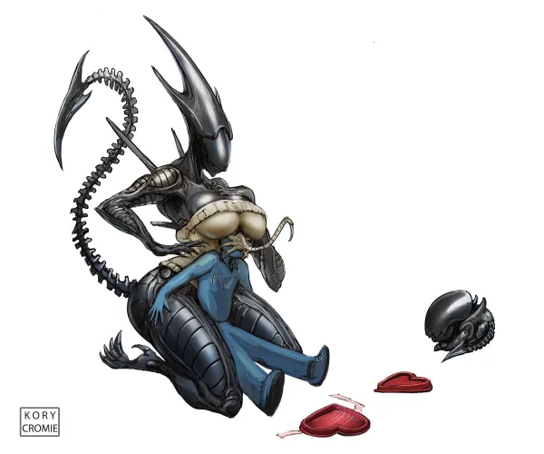 Xenomorph and her Valentine [MF] (TheGeniusFetus) by Vex_Hex69