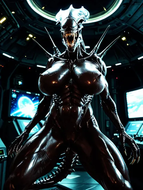 Xenomorph Queen [F]. Scientists made her reproductive system more 'human' for safety reasons but their whole plan backfired spectacularly. [see my personal flair] by Nina_Neverland