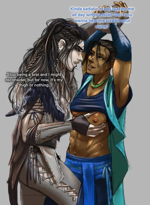 Yasha teases a bratty Beau with her knee (WhimperingRK) [Critical Role C2 Mighty Nein] by LenaAran