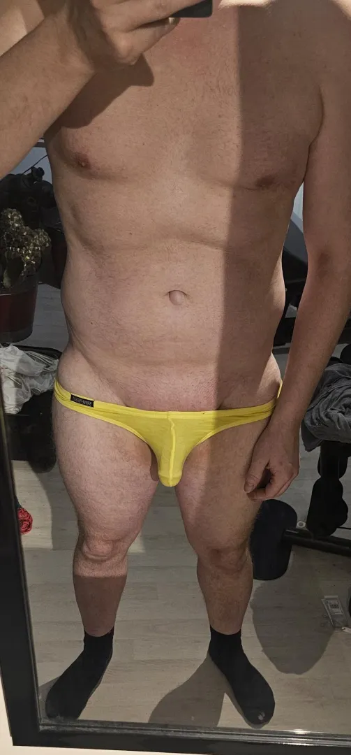 Yellow swim briefs posted by Straptease1