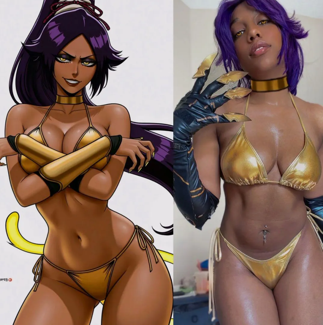 Yoruichi in golden bikinis (Violet_Cosplay) posted by No_Valuable_7444