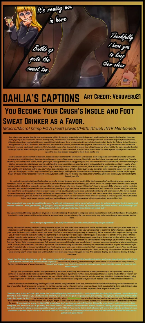 You Become Your Crush’s Insole and Foot Sweat Drinker as a Favor. [Macro/Micro] [Simp POV] [Feet] [Sweat/Filth] [Cruel] [NTR Mentioned] by God-Dahlia