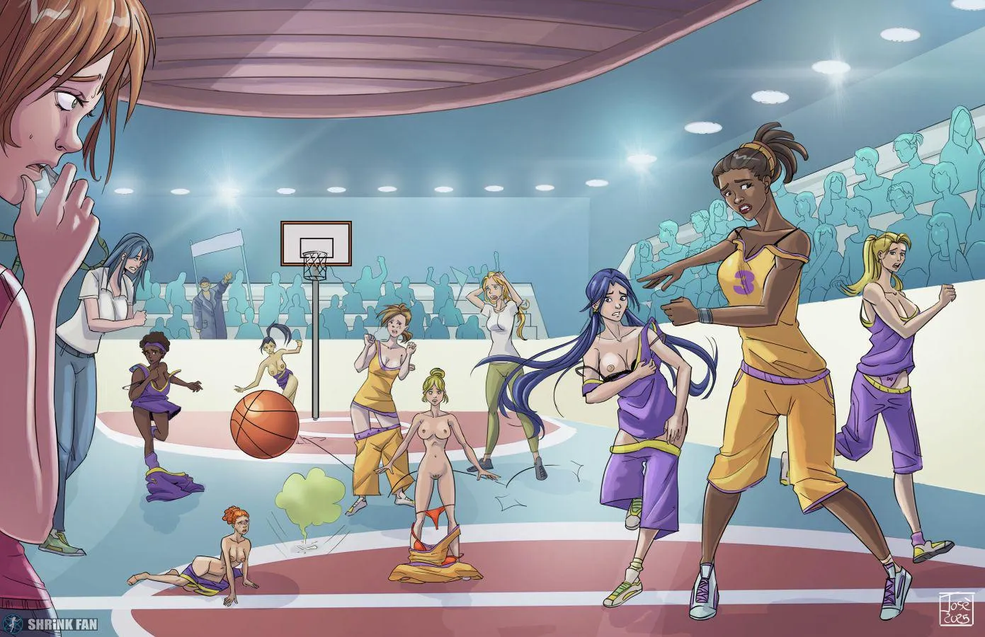 You Don't Have to Be Tall to Play, But it Helps (shrinking, shrunken women, nudity, embarrassment, multiple sizes, shrinking out of clothes) posted by Cezar_Nix